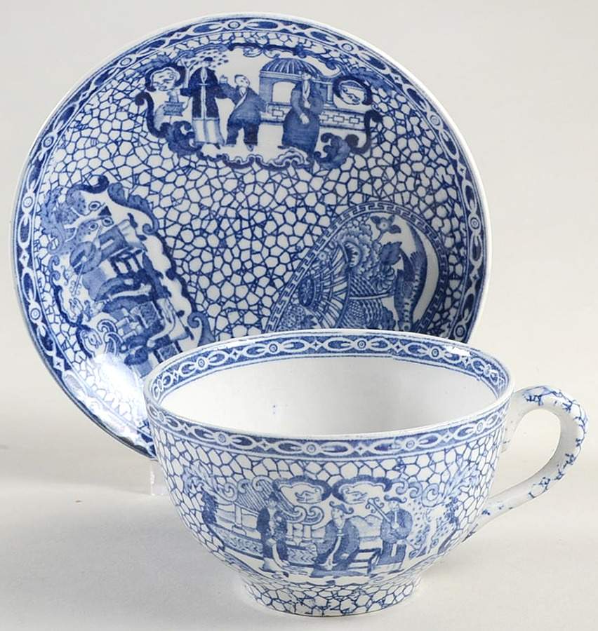 Chinese Bird Flat Cup & Saucer Set by Adams China-1