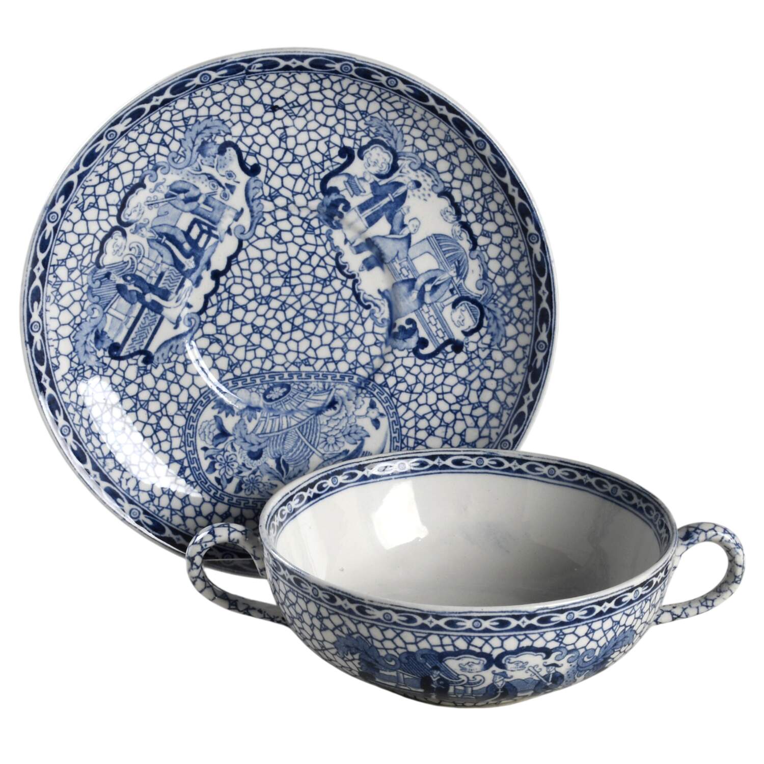 Chinese Bird Cream Soup Bowl & Saucer Set by Adams China-1