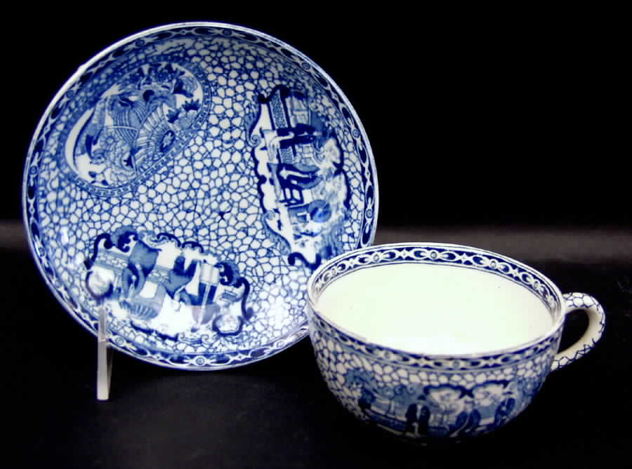 Chinese Bird Flat Cup & Saucer Set by Adams China-1