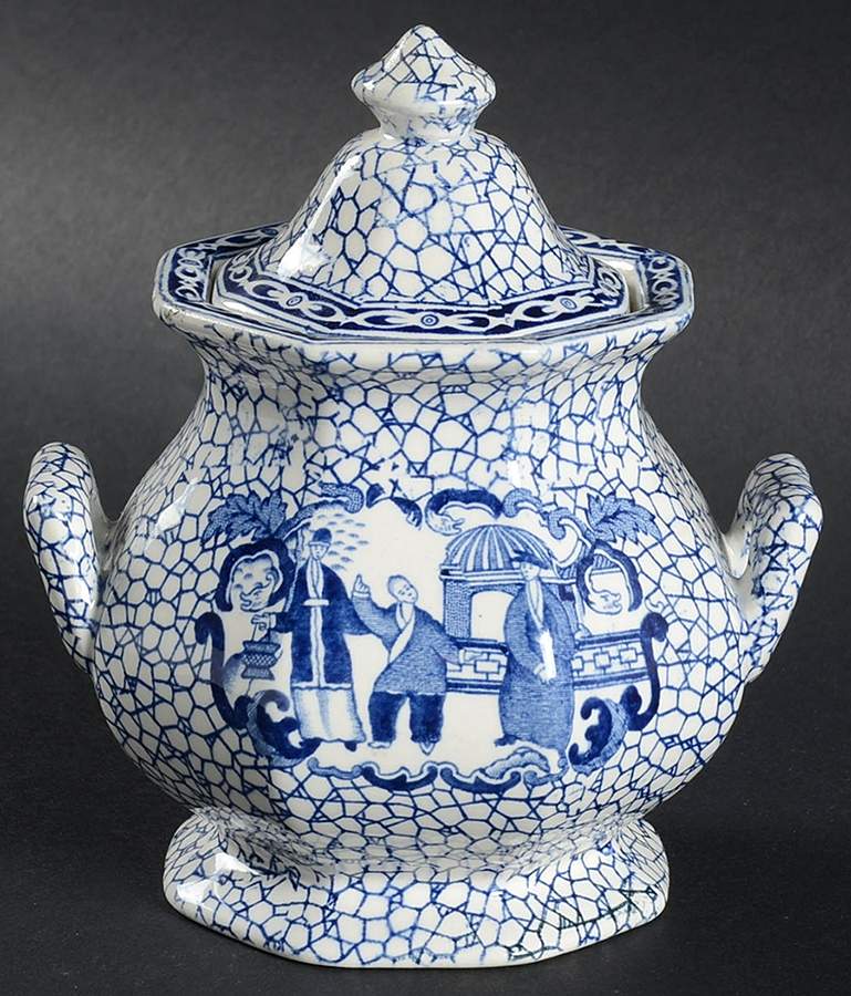Chinese Bird Sugar Bowl & Lid by Adams China-1