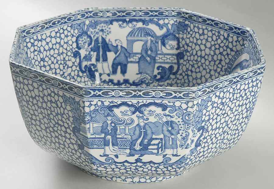 Chinese Bird 9" Octagonal Vegetable Bowl by Adams China-1