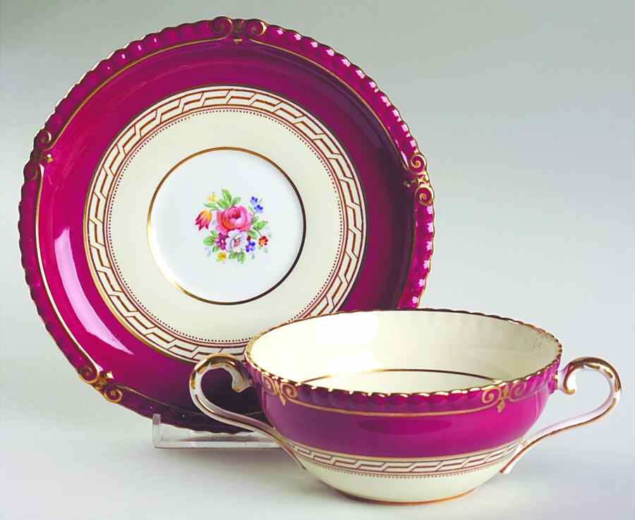 4868 Flat Cream Soup Bowl & Saucer Set by John  Aynsley & Sons-1