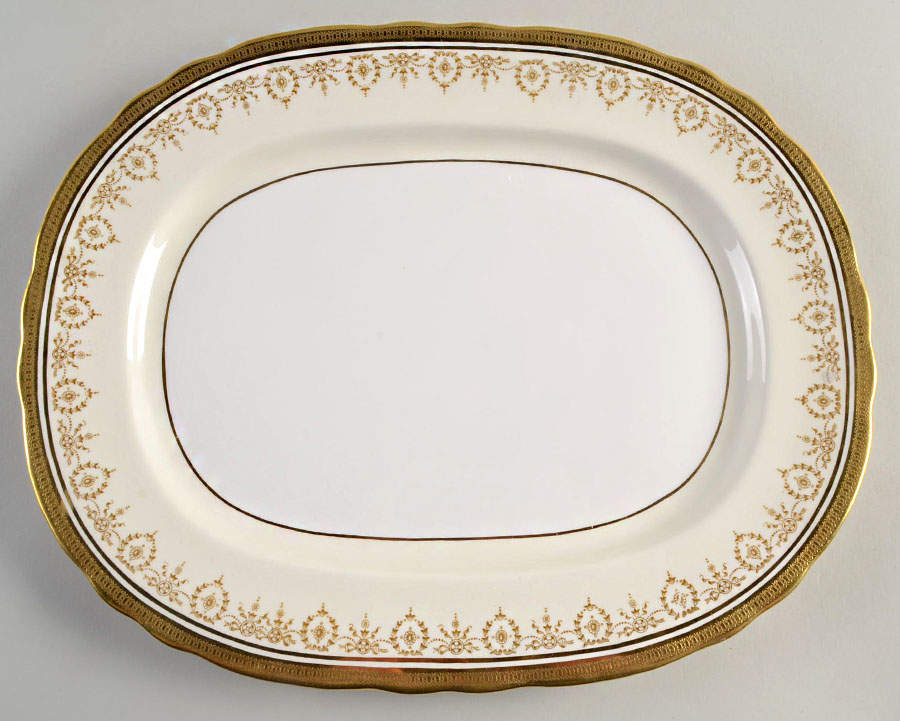 Gold Dowery 15" Oval Serving Platter by John  Aynsley & Sons-1
