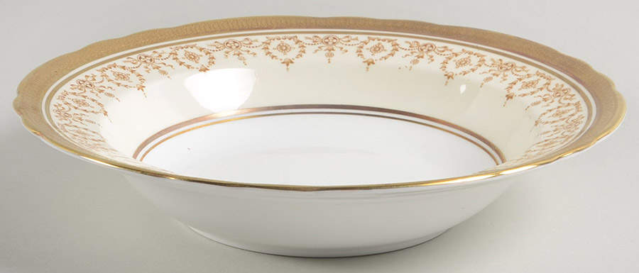 Gold Dowery Rim Soup Bowl by John  Aynsley & Sons-1