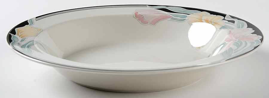 Black Orchid Large Rim Soup Bowl by Adams China-1