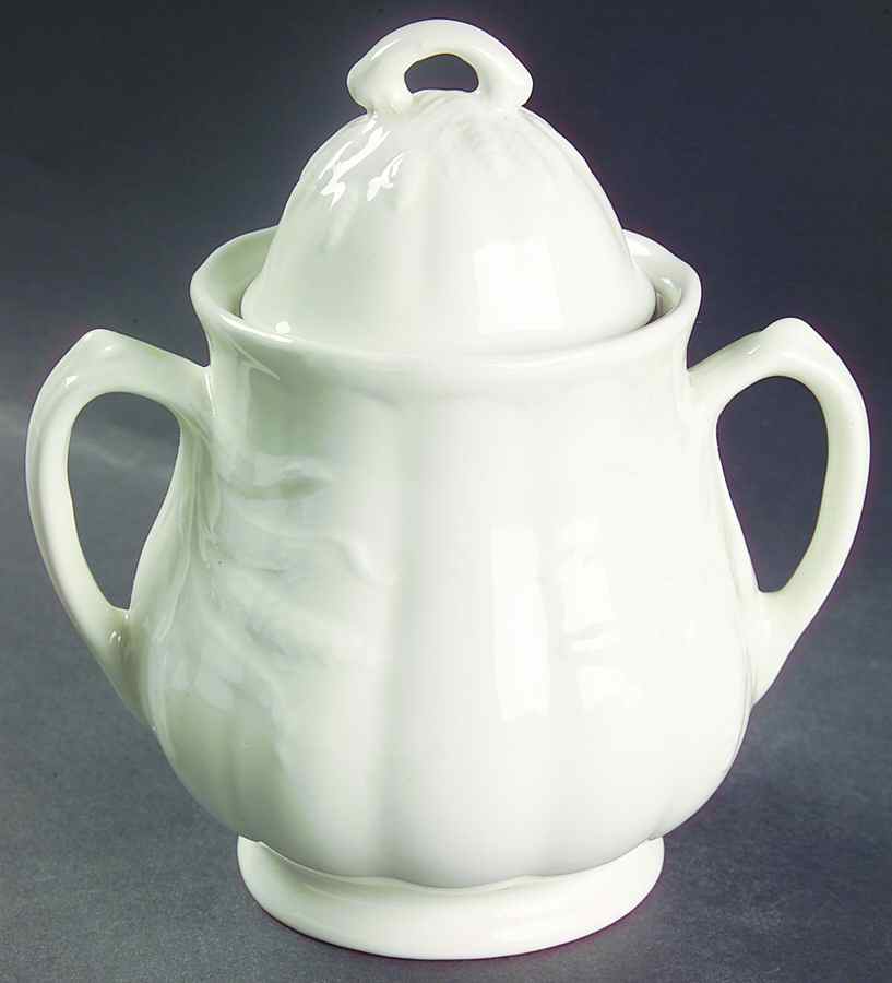 Ceres White Sugar Bowl & Lid by Adams China-1