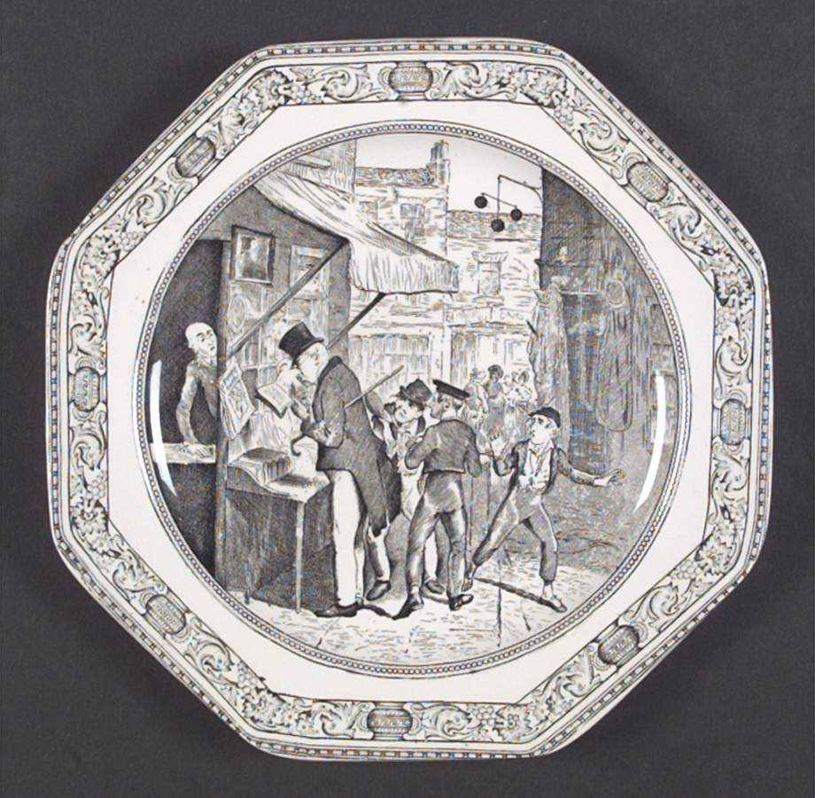 Dickens Black Salad Plate by Adams China-1