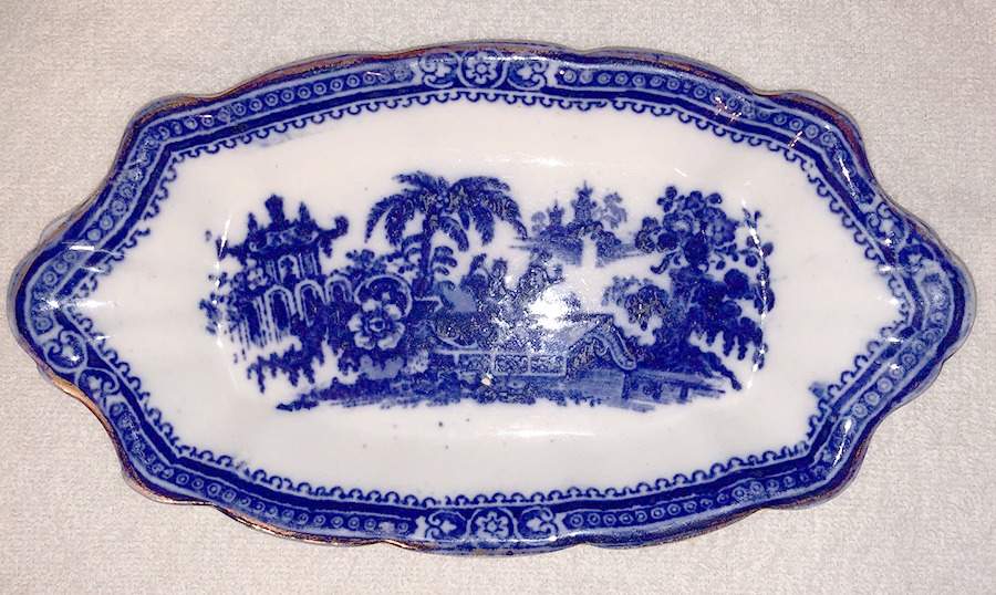 Kyber (Flow Blue, Gold Trim) Relish by Adams China-1