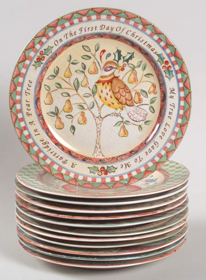 Twelve Days of Christmas Salad Plate - Set of 12 by 222 Fifth (PTS)-1
