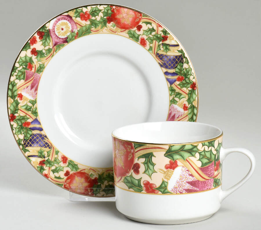 Ornaments Flat Cup & Saucer Set by American Atelier-1