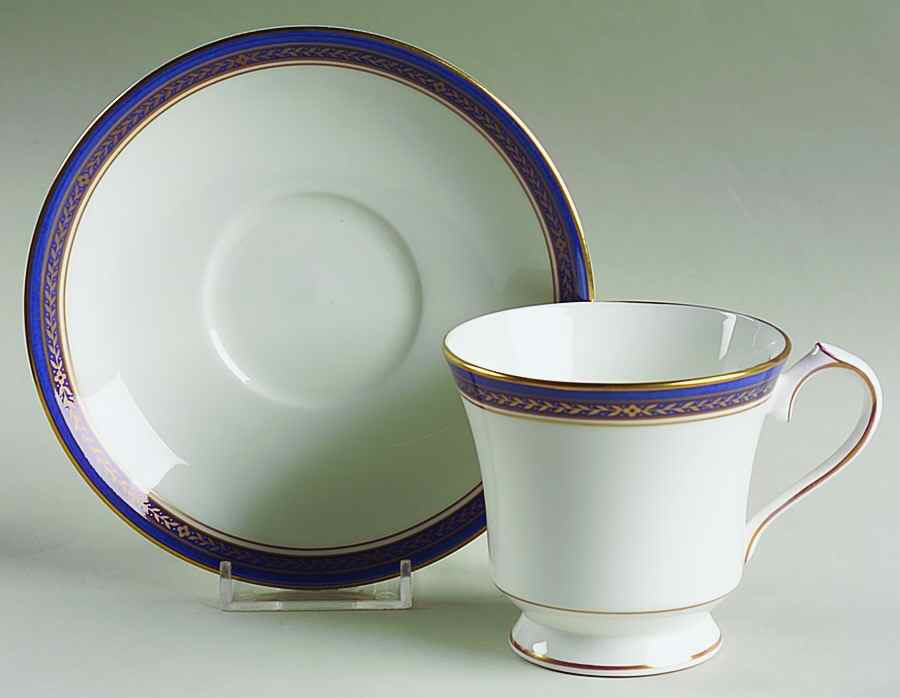 Blue Garland Footed Cup & Saucer Set by John  Aynsley & Sons-1