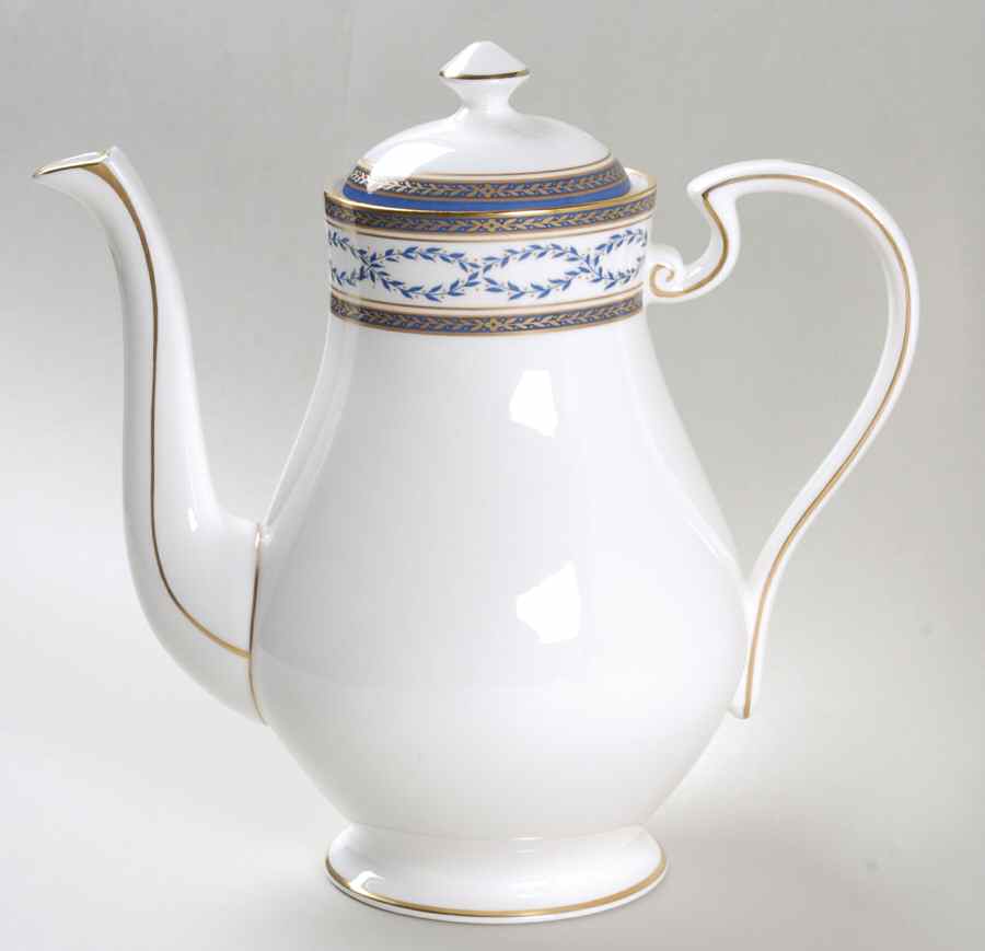 Blue Garland Coffee Pot & Lid by John  Aynsley & Sons-1