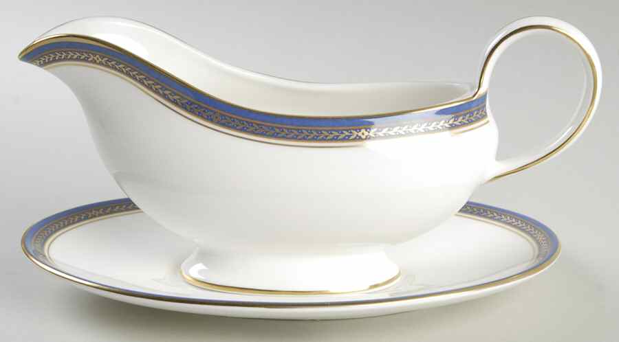 Blue Garland Gravy Boat & Underplate by John  Aynsley & Sons-1