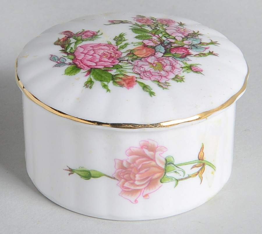 Rose Garden Round Pill Box with Lid by John  Aynsley & Sons-1