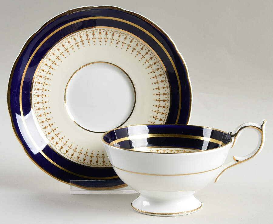 Lynton Cobalt Blue Footed Cup & Saucer Set by John  Aynsley & Sons-1