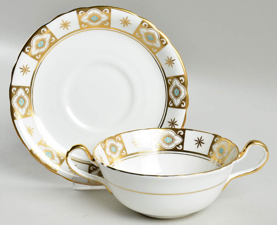 Belmont (Scalloped) Flat Cream Soup Bowl & Saucer Set by John  Aynsley & Sons-1