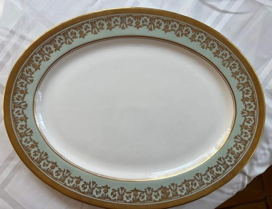Kenilworth Green (Smooth) 15" Oval Serving Platter by John  Aynsley & Sons-1