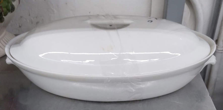 Classic Whiteware Large Oval Entree Dish & Lid by Apilco-1