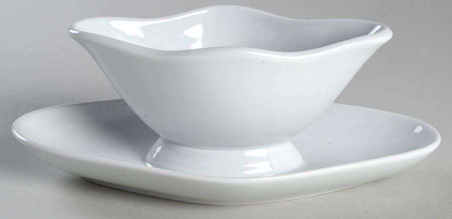 Classic Whiteware Gravy Boat with Attached Underplate by Apilco-1