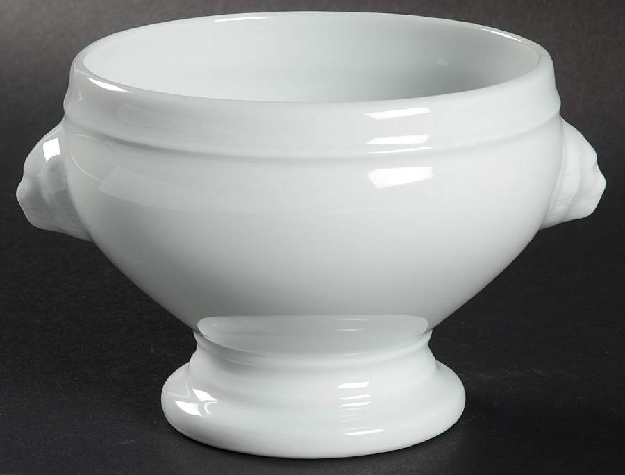 Classic Whiteware Footed Lion's Head Soup Bowl by Apilco-1