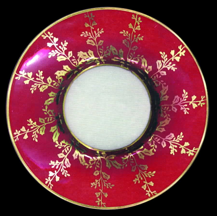 1730 Red Saucer for Demitasse Cup by John  Aynsley & Sons-1