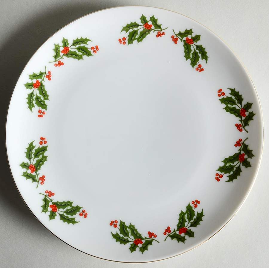 Christmas Holly (Porcelain) Dessert/Pie Plate by All the Trimmings-1