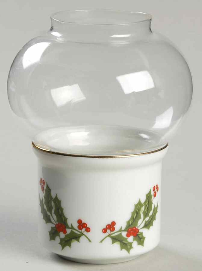 Christmas Holly (Porcelain) Mini Lite Votive with Glass Globe by All the Trimmings-1