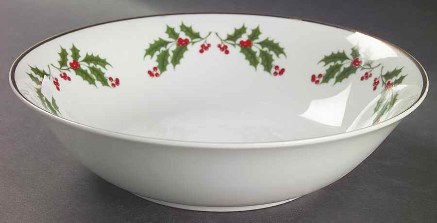 Christmas Holly (Porcelain) 9" Round Vegetable Bowl by All the Trimmings-1