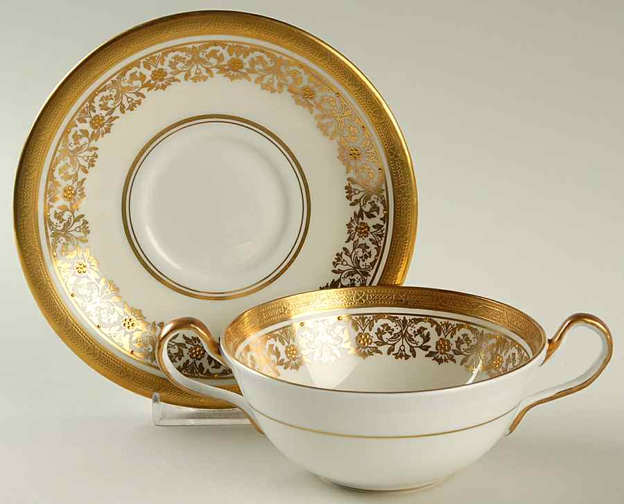 Kenilworth Ivory (Smooth) Flat Cream Soup Bowl & Saucer Set by John  Aynsley & Sons-1