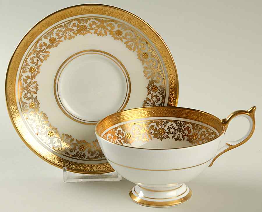 Kenilworth Ivory (Smooth) Footed Cup & Saucer Set by John  Aynsley & Sons-1