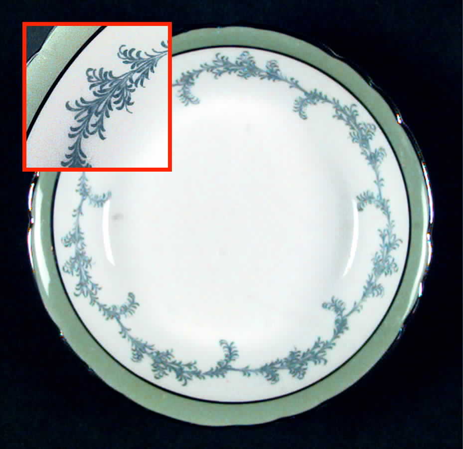 Kenmore-Green (Scalloped, Feather Ring) Fruit/Dessert (Sauce) Bowl by John  Aynsley & Sons-1
