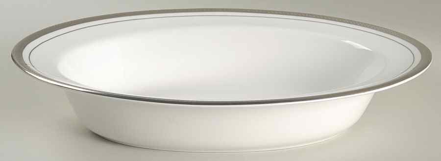 Elegance (Platinum Trim & Outer Ring) 10" Oval Vegetable Bowl by John  Aynsley & Sons-1