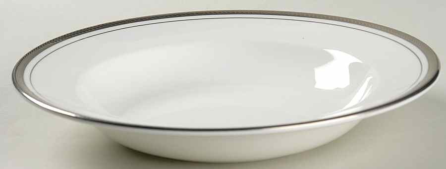 Elegance (Platinum Trim & Outer Ring) Large Rim Soup Bowl by John  Aynsley & Sons-1