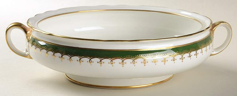 Laurette Green (Scalloped) Round Vegetable No Lid by John  Aynsley & Sons-1