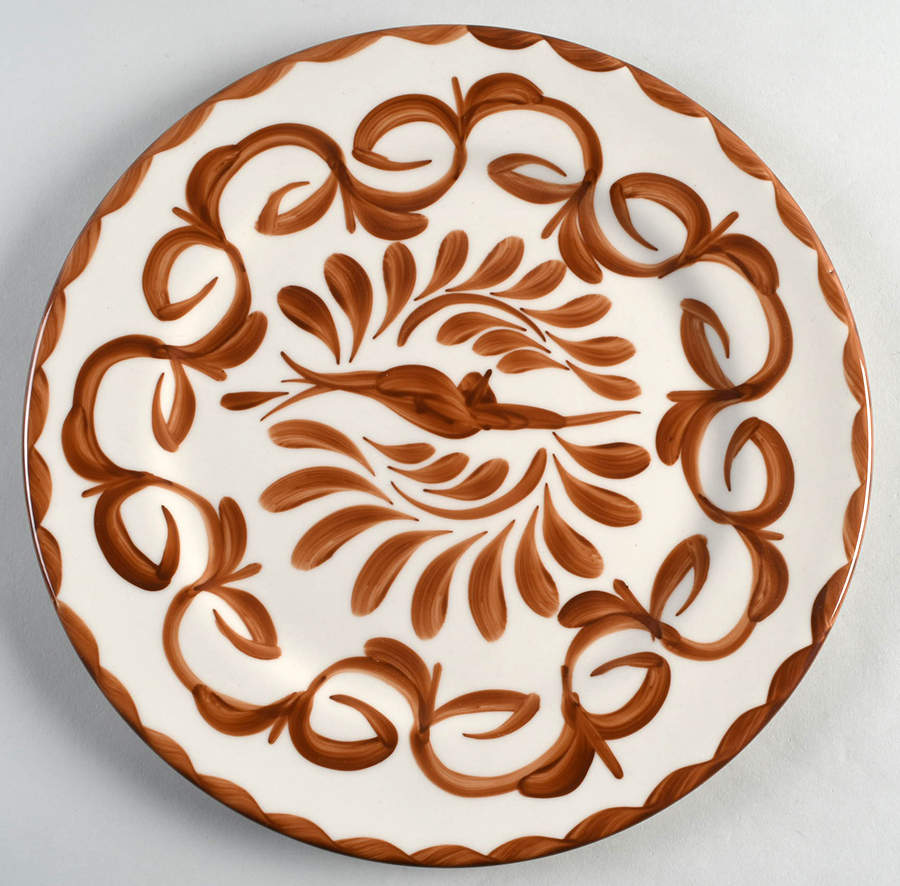 Puebla Brown 12" Buffet Service Plate by Anfora (Mexico)-1