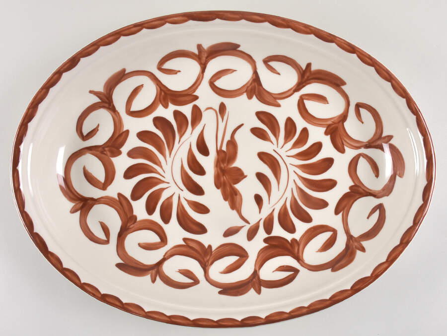 Puebla Brown 19" Oval Serving Platter by Anfora (Mexico)-1