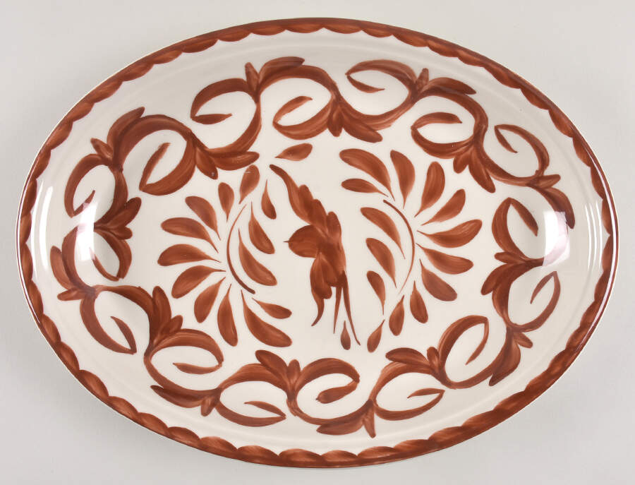 Puebla Brown 16" Oval Serving Platter by Anfora (Mexico)-1