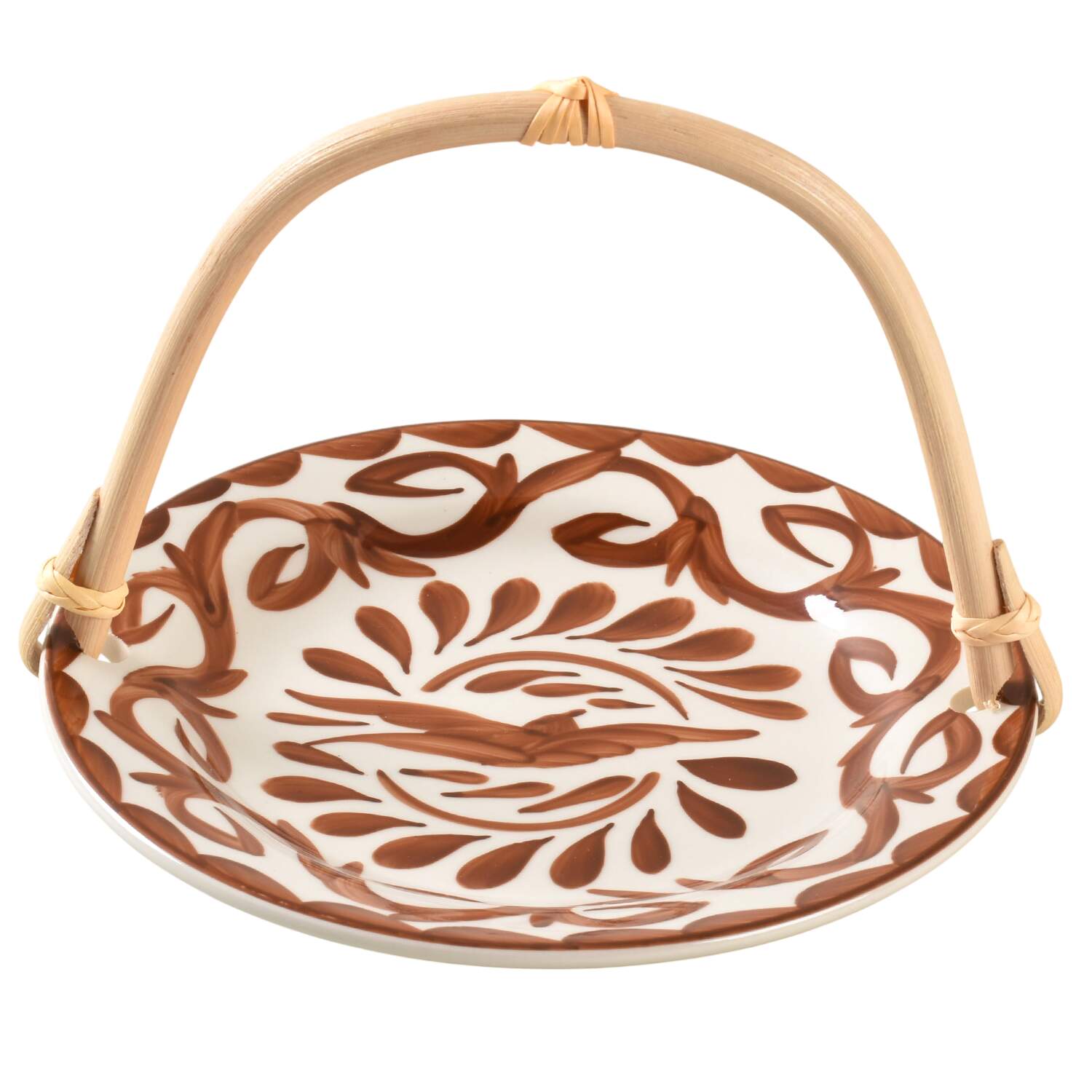 Puebla Brown 5 3/8"-5 5/8" Bamboo Handled Serving Plate  HC by Anfora (Mexico)-1