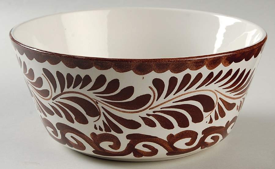 Puebla Brown 8" Salad Serving Bowl by Anfora (Mexico)-1