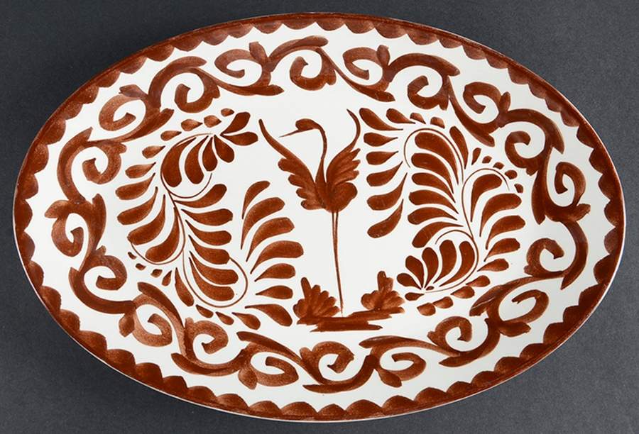 Puebla Brown 12" Oval Serving Platter by Anfora (Mexico)-1