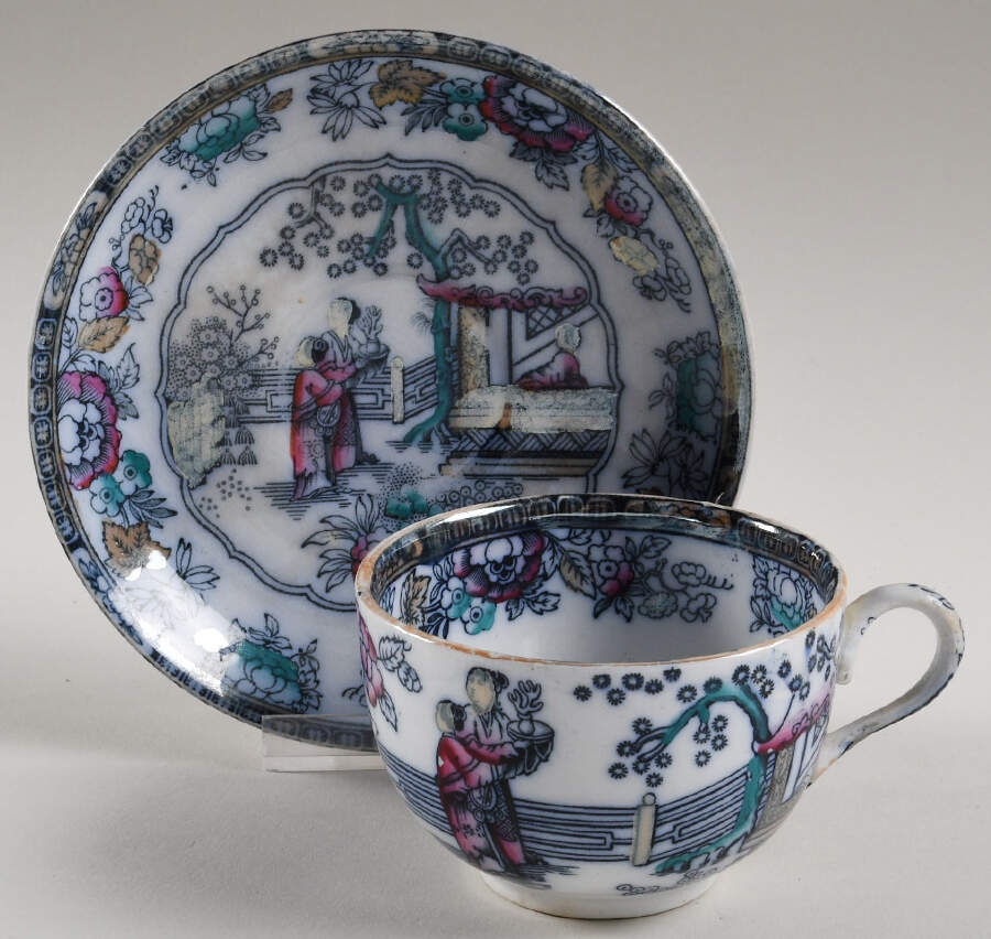 Chinese Flat Cup & Saucer Set by Ashworth Bros-1