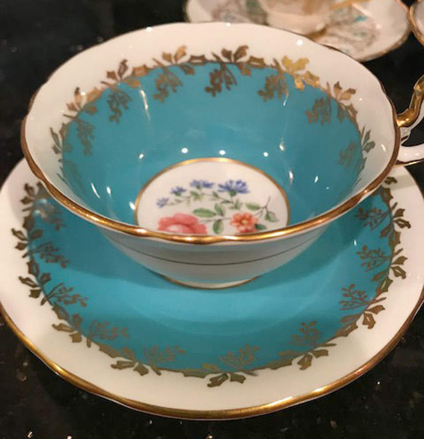 1517 Footed Cup & Saucer Set by John  Aynsley & Sons-1