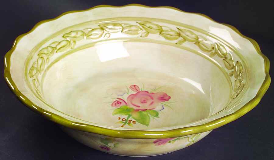 Cheri's Roses 13" Large Salad Serving Bowl by 222 Fifth (PTS)-1