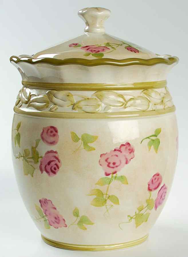Cheri's Roses Medium Canister & Lid by 222 Fifth (PTS)-1
