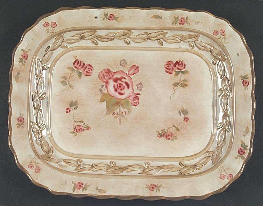 Cheri's Roses 16" Rectangular Serving Platter by 222 Fifth (PTS)-1