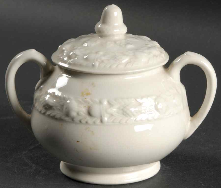 Della Robia Off White (Micratex) Sugar Bowl & Lid by Adams China-1