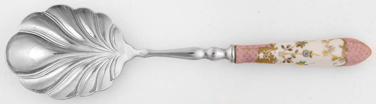 Floraine (Pink) Casserole Spoon with Stainless Bowl by A & E Lewis (Germany)-1