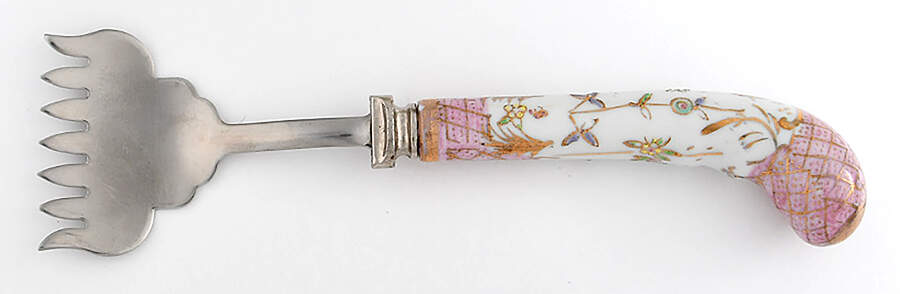 Floraine (Pink) Sardine Fork with Stainless Tines by A & E Lewis (Germany)-1