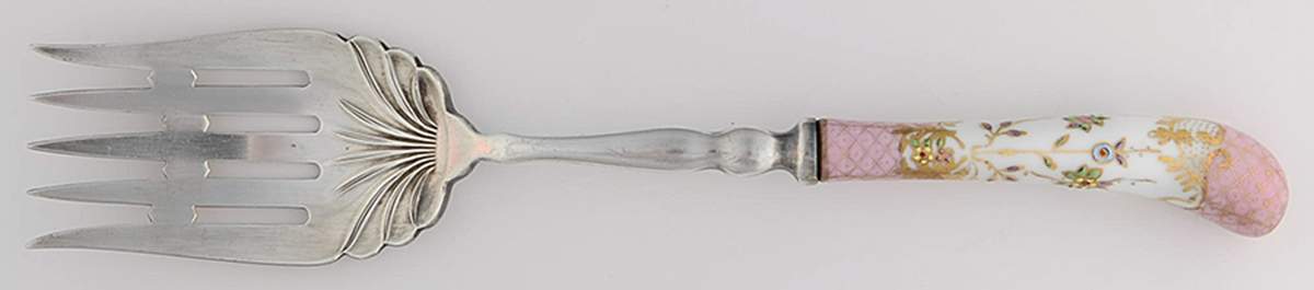 Floraine (Pink) Oversize Cold Meat Fork by A & E Lewis (Germany)-1
