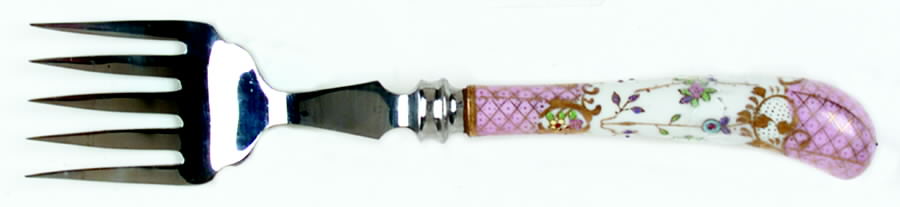 Floraine (Pink) Fish Serving Fork with Stainless Tines by A & E Lewis (Germany)-1